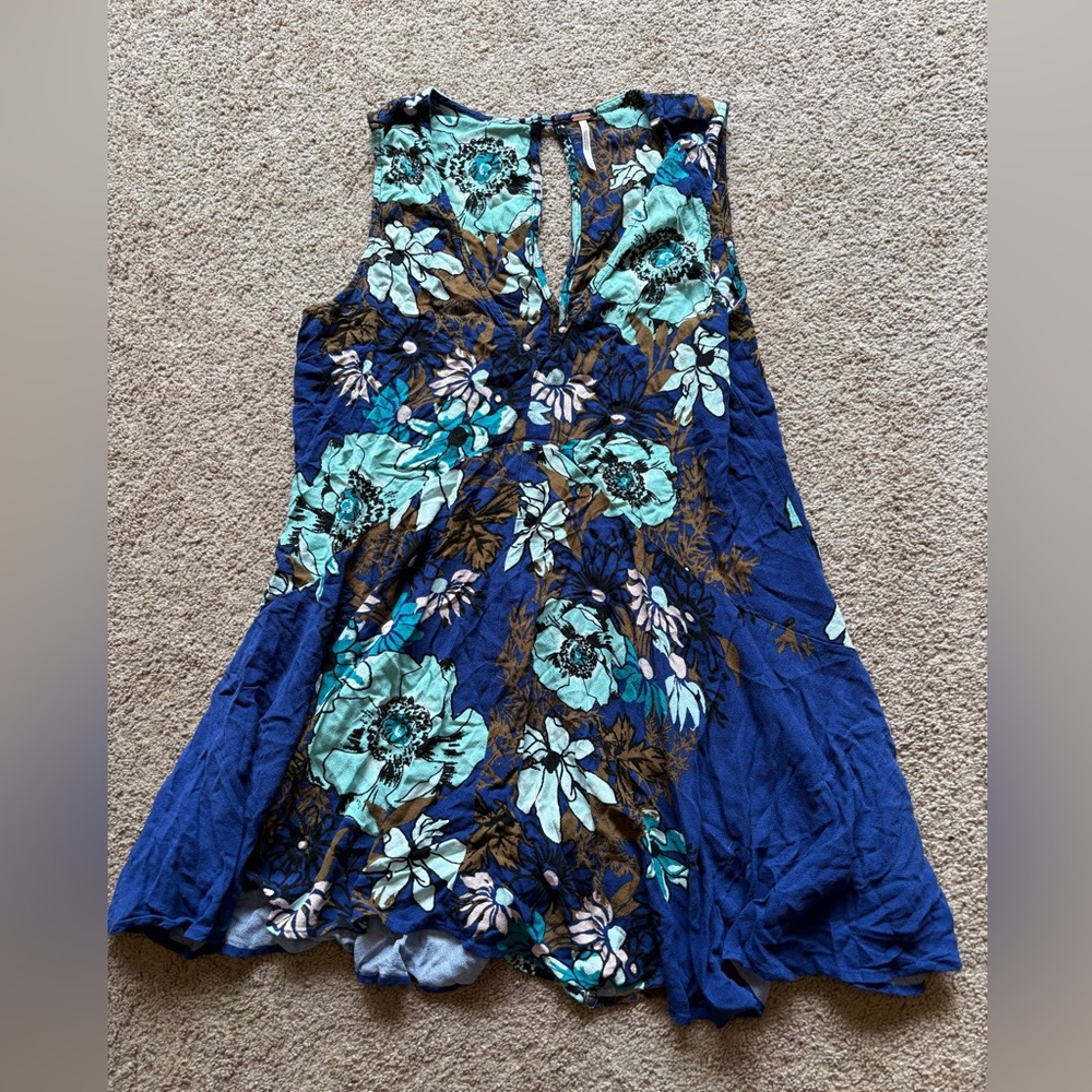 Free People Backyard Print Ocean Combo Dress Size Medium.